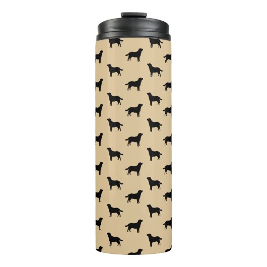 Labrador Retriever Silhouette Pattern Beige Thermosbecher (Vorderseite)