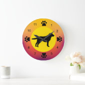 Labrador Retriever Silhouette Sunset Colors Große Wanduhr (Zuhause)