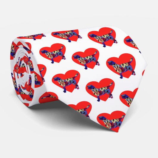 Labrador Retriever Silhouette Valentine White Krawatte (Gerollt)
