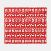 Labrador-Retriever-Silhouette-Weihnachtsmuster Fleecedecke (Vorderseite (Horizontal))