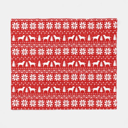 Labrador-Retriever-Silhouette-Weihnachtsmuster Fleecedecke (Vorderseite (Horizontal))