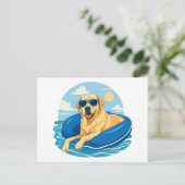 Labrador Retriever Sommerboot-Abenteuer Postkarte (Stehend Vorderseite)