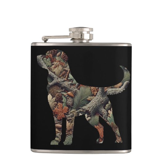 Labrador Retriever Stainless Flask, Camouflage Fla Flachmann (Vorderseite)