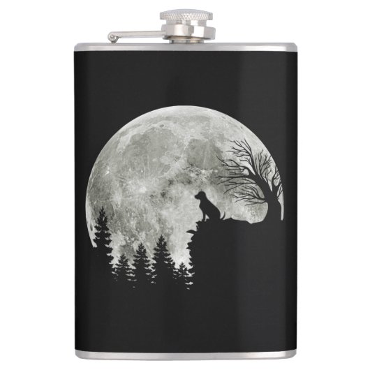 Labrador Retriever Stand on Mountain Halloween Flachmann (Vorderseite)