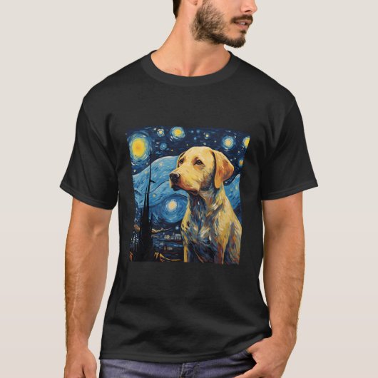 Labrador Retriever Starry Night for Dog Da T-Shirt (Vorderseite)