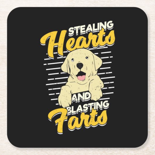 Labrador Retriever Stealing Hearaling Rechteckiger Pappuntersetzer (Vorderseite)