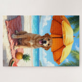 Labrador Retriever Strandentspannungsszene Puzzle (Horizontal)