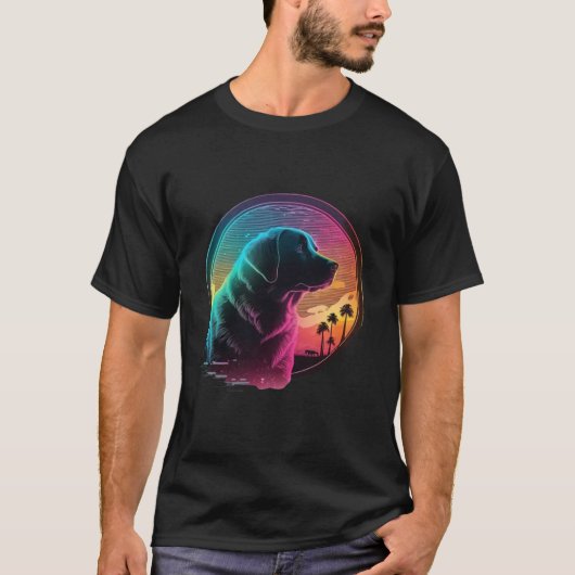Labrador Retriever Synthwave 80s Retrowave Aesthet T-Shirt (Vorderseite)