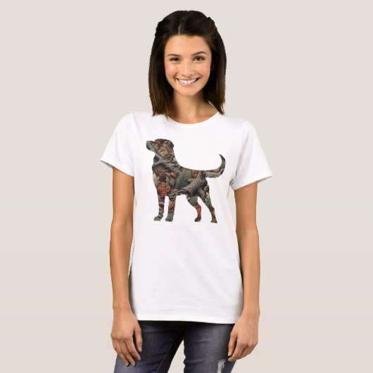 Labrador Retriever T - Shirt mit Camouflage (Vorne ganz)