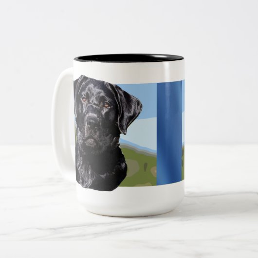 Labrador-Retriever-Tasse Zweifarbige Tasse (Vorderseite Links)
