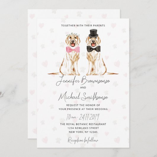 Labrador Retriever Themenpaw-Herdhochzeit Einladung (Vorne/Hinten)