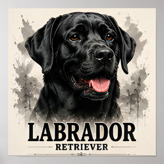 Labrador Retriever Treuer Familienhund Porträt Kun Poster