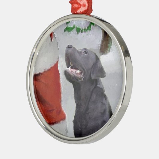 Labrador Retriever trifft Weihnachten Ornament Aus Metall (Links)