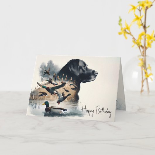 Labrador Retriever und Ducks Birthday Karte (Gelbe Blume)