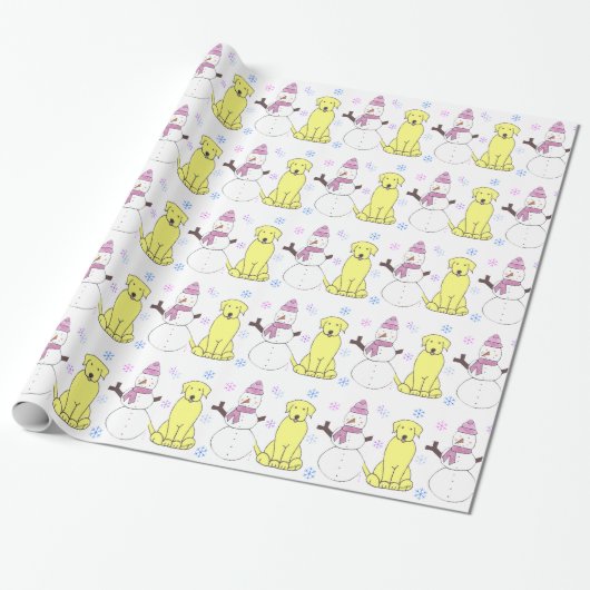 Labrador retriever und Schneemann Geschenkpapier (Ungerollt)