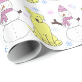 Labrador retriever und Schneemann Geschenkpapier (Rolleneckpunkt)