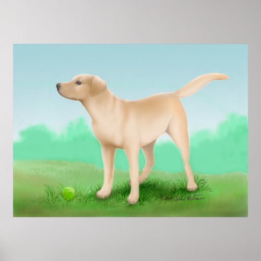 Labrador Retriever und sein Tennisball Poster (Vorne)