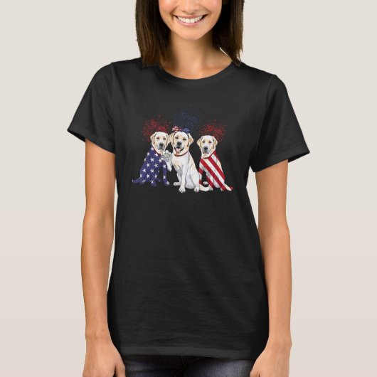 Labrador Retriever US Flag 4th Of July Independenc T-Shirt (Vorderseite)