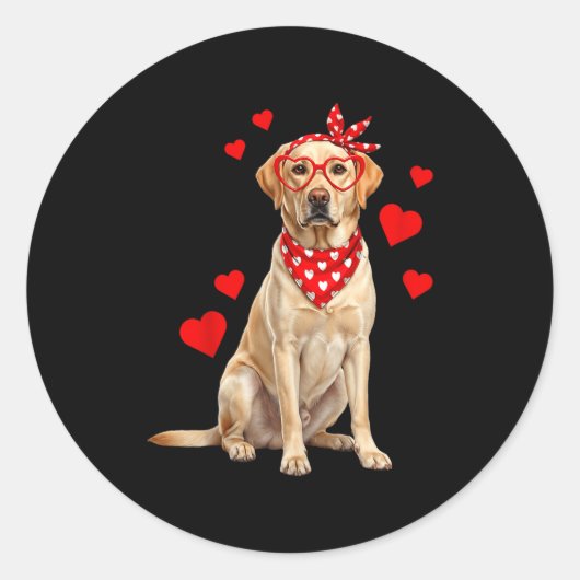 Labrador Retriever Valentines Day Dog Lover Heart Runder Aufkleber (Vorderseite)