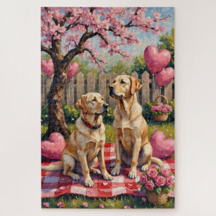 Labrador Retriever Valentinstag-Kunst Puzzle
