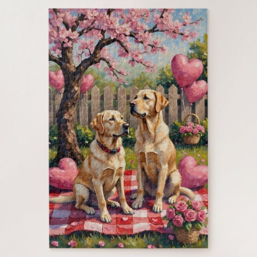 Labrador Retriever Valentinstag-Kunst Puzzle (Vertikal)