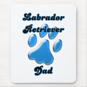 Labrador Retriever Vater Blue Pawprint Mousepad