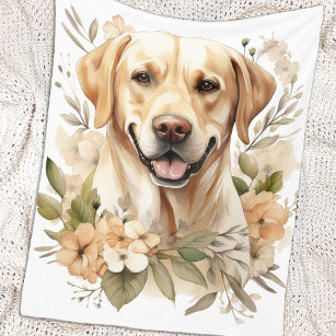 Labrador Retriever Vintag Floral Dog Lover Fleecedecke