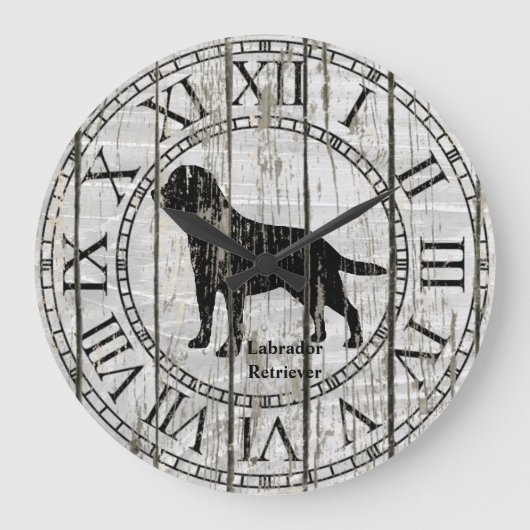 Labrador Retriever Weathered Wood Große Wanduhr (Vorderseite)