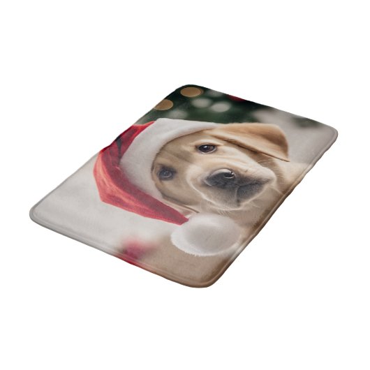 Labrador Retriever Weihnachten Badematte (Schrägansicht)