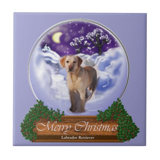 Labrador Retriever Weihnachten Fliese (Vorderseite)