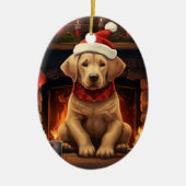 Labrador Retriever Weihnachten, Hangdekoration Keramik Ornament (Vorne)