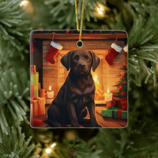 Labrador Retriever Weihnachten, Hangdekoration Keramikornament