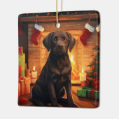Labrador Retriever Weihnachten, Hangdekoration Keramikornament (Links)