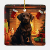 Labrador Retriever Weihnachten, Hangdekoration Keramikornament (Rückseite)