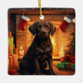 Labrador Retriever Weihnachten, Hangdekoration Keramikornament (Vorderseite)