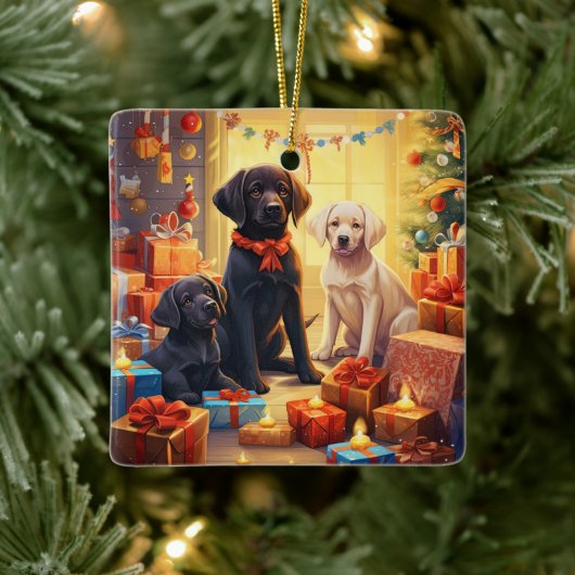 Labrador Retriever Weihnachten, Hangdekoration Keramikornament (Baum)
