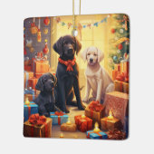 Labrador Retriever Weihnachten, Hangdekoration Keramikornament (Links)