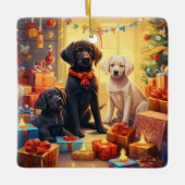 Labrador Retriever Weihnachten, Hangdekoration Keramikornament (Vorderseite)
