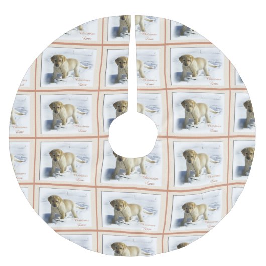 Labrador Retriever Weihnachten Polyester Weihnachtsbaumdecke (Vorderseite)