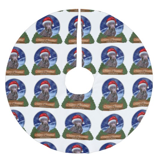 Labrador Retriever Weihnachten Polyester Weihnachtsbaumdecke (Vorderseite)