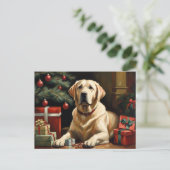 Labrador Retriever Weihnachten Postkarte (Stehend Vorderseite)