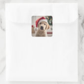 Labrador Retriever Weihnachten Quadratischer Aufkleber (Tasche)
