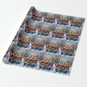 Labrador Retriever Weihnachten Rotes Lastwagen Fer Geschenkpapier