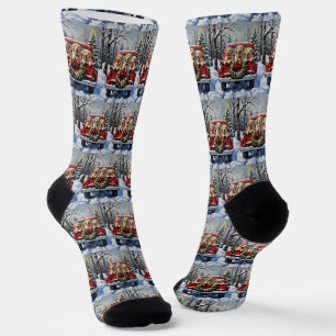 Labrador Retriever Weihnachten Rotes Lastwagen Fer Socken