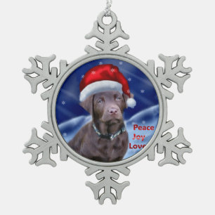 Labrador Retriever Weihnachten Schneeflocken Zinn-Ornament