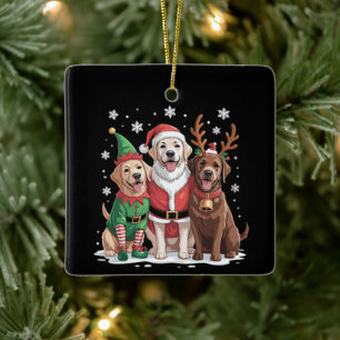 Labrador Retriever Weihnachts Hunde Santa Rentier Keramikornament