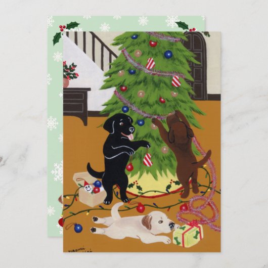 Labrador retriever-Weihnachtsbaum Einladung (Vorne/Hinten)