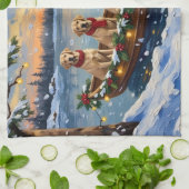 Labrador Retriever Weihnachtsboot Feiertag Geschirrtuch (Gefaltet)