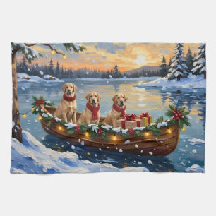 Labrador Retriever Weihnachtsboot Feiertag Geschirrtuch