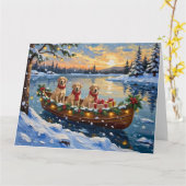 Labrador Retriever Weihnachtsboot-Feiertag Karte (Gelbe Blume)